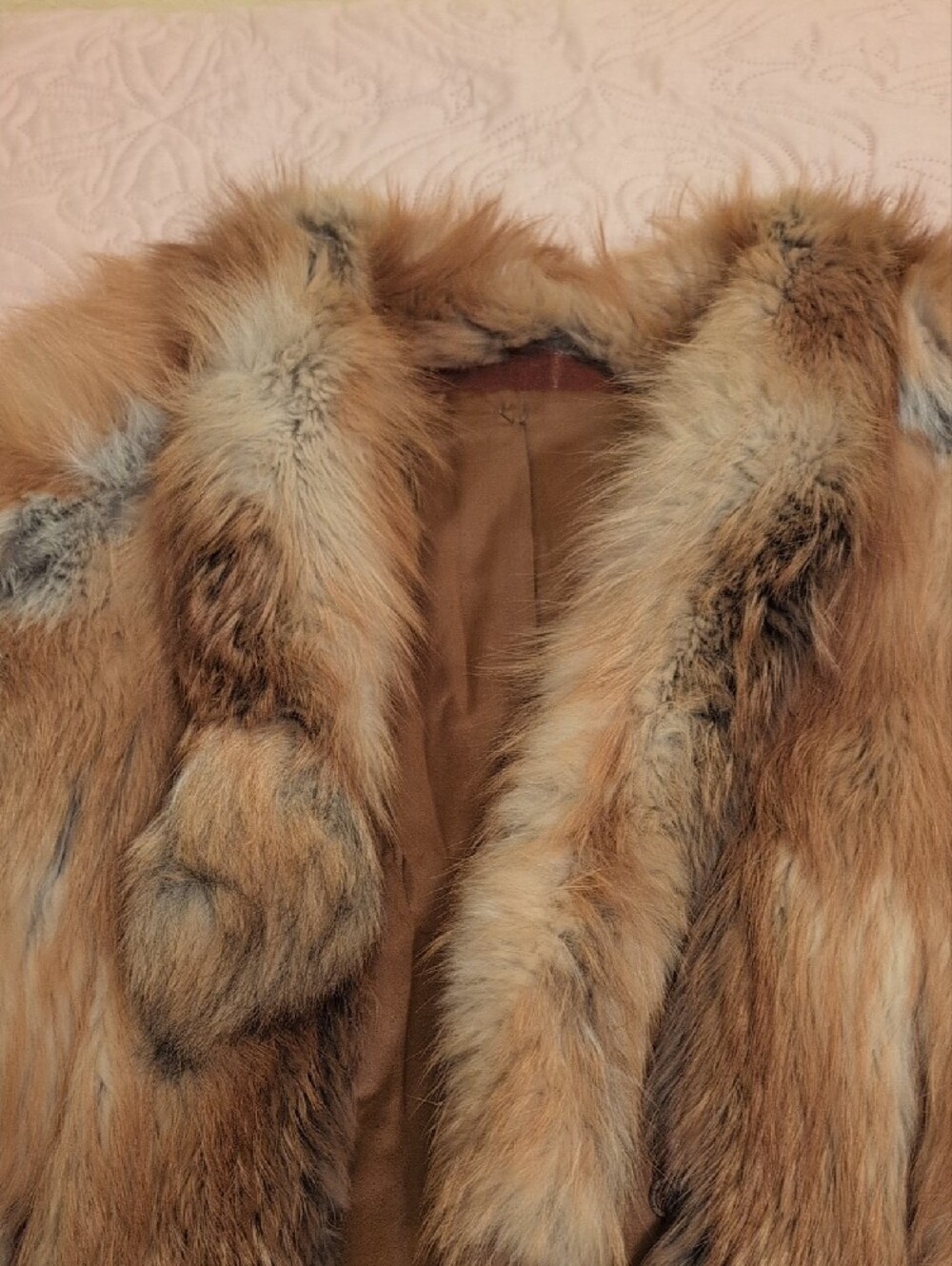 Vintage Red Fox Real Fur Jacket in Warm Brown Tones With Suede Insets - Picture 5 of 12